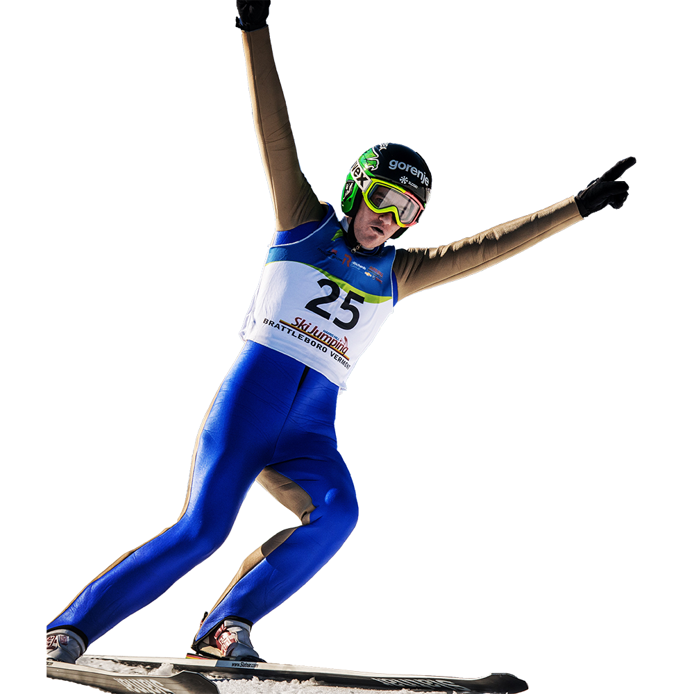 A photo of Žak Šilih from ski jumping competition in Brattleboro, United States